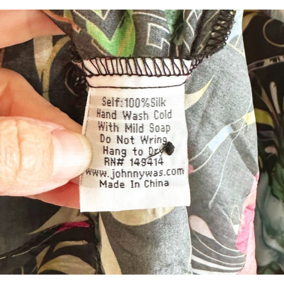 Johnny Was Peace Esmerelda 100% Silk Maxi Dress Large Floral Boho Hippie Peasant - Picture 6 of 10